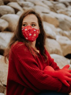 Lustige Antibakterielle Gesichtsmaske Herzen - Größe „Mittelgroß“ -Dedoles Antibacterial Face Mask Hearts 8