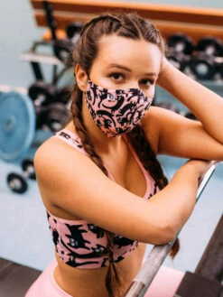 Lustige Antibakterielle Gesichtsmaske Rosa Katzen - Größe „Groß“ -Dedoles Antibacterial Face Mask Pink Cats