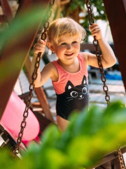 Lustiger Badeanzug Für Mädchen Schwarzes Kätzchen -Dedoles Black Kitten 5