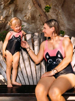 Lustiger Einteiliger Damenbadeanzug Schwarzes Kätzchen -Dedoles Black Kitten 6