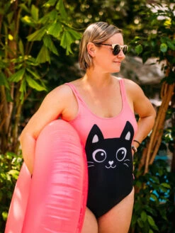 Lustiger Einteiliger Damenbadeanzug Schwarzes Kätzchen -Dedoles Black Kitten 8