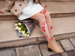 Lustige Nylonstrumpfhosen Blaue Und Rote Blumen -Dedoles Blue Red Flowers 2