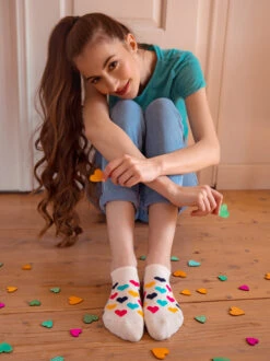 Lustige Sneakersocken Bunte Herzen -Dedoles Colorful Hearts 4