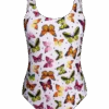 Lustiger Einteiliger Damenbadeanzug Bunte Schmetterlinge -Dedoles Colourful Butterflies 1