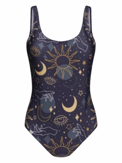 Lustiger Einteiliger Damenbadeanzug Mystischer Himmel