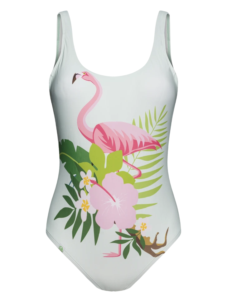 Lustiger Einteiliger Damenbadeanzug Tropischer Flamingo 3 Lustiger Einteiliger Damenbadeanzug Tropischer Flamingo