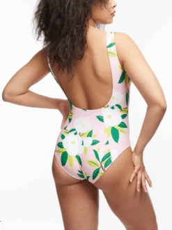 Lustiger Einteiliger Damenbadeanzug Weiße Rosen -Dedoles D F BW SW OPS C 1589 3