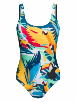 Lustiger Einteiliger Badeanzug Tropische Vögel