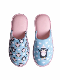 Lustige Hausschuhe Eislaufender Pinguin