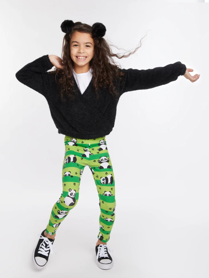 Lustige Leggings Aus Biobaumwolle Für Mädchen Panda Und Streifen 4 Lustige Leggings Aus Biobaumwolle Für Mädchen Panda Und Streifen – Bild 2
