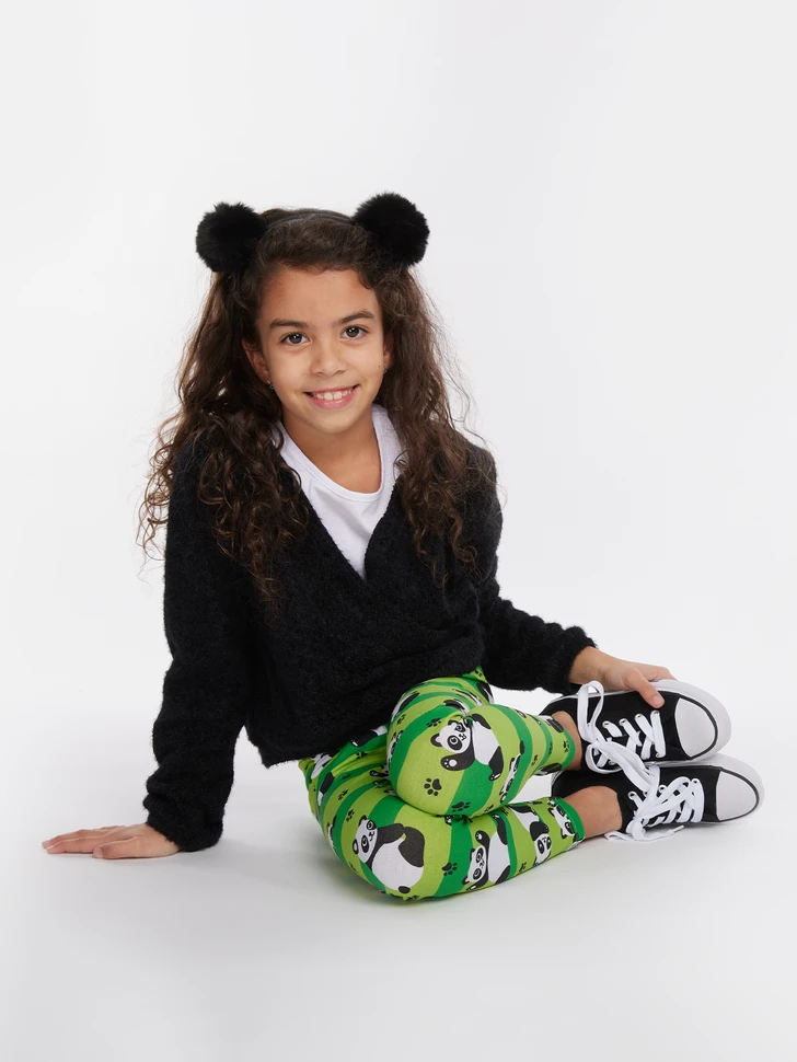 Lustige Leggings Aus Biobaumwolle Für Mädchen Panda Und Streifen 6 Lustige Leggings Aus Biobaumwolle Für Mädchen Panda Und Streifen – Bild 4