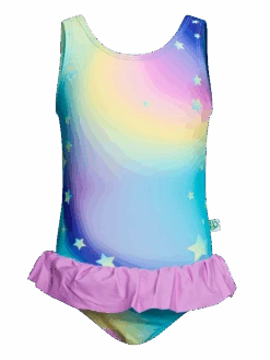 Lustiger Badeanzug Für Mädchen Pastell-Regenbogen