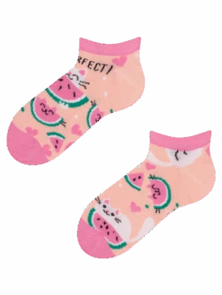 Lustige Knöchelsocken Für Kinder Wassermelonen-Katze