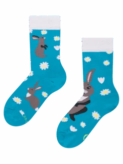 Lustige Kindersocken Hase Und Blumen
