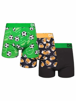 Lustige Boxershorts Für Männer 3er-Pack Bier Und Fußball