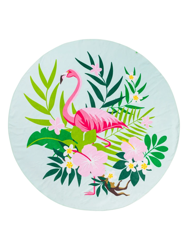 Lustiges Rundes Strandtuch Tropischer Flamingo 3 Lustiges Rundes Strandtuch Tropischer Flamingo