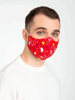 Lustige Antibakterielle Gesichtsmaske Herzen - Größe „Groß“ -Dedoles D U GFT AC AFM C 110 ONE 3