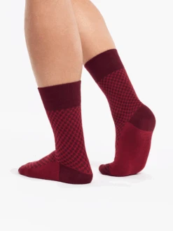 Braune Und Rote Jacquard-Socken -Dedoles D U SC RS C B 1221 3