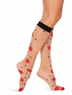 Lustige Nylonkniestrümpfe Blühende Mohnblumen -Dedoles D W H KHS C N 1386 ONE 2