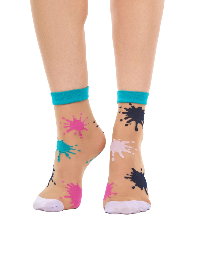 Lustige Nylonsocken Bunte Kleckse 3 Lustige Nylonsocken Bunte Kleckse