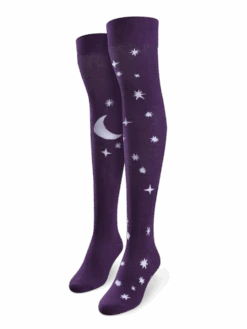 Lustige Überkniestrümpfe Mond Und Sterne