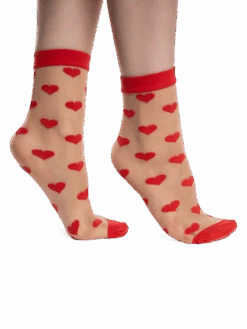 Lustige Nylonsocken Rote Herzen -Dedoles DRNS1047 2