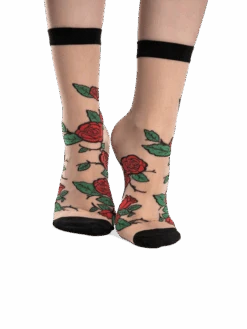 Lustige Nylonsocken Rote Rosen