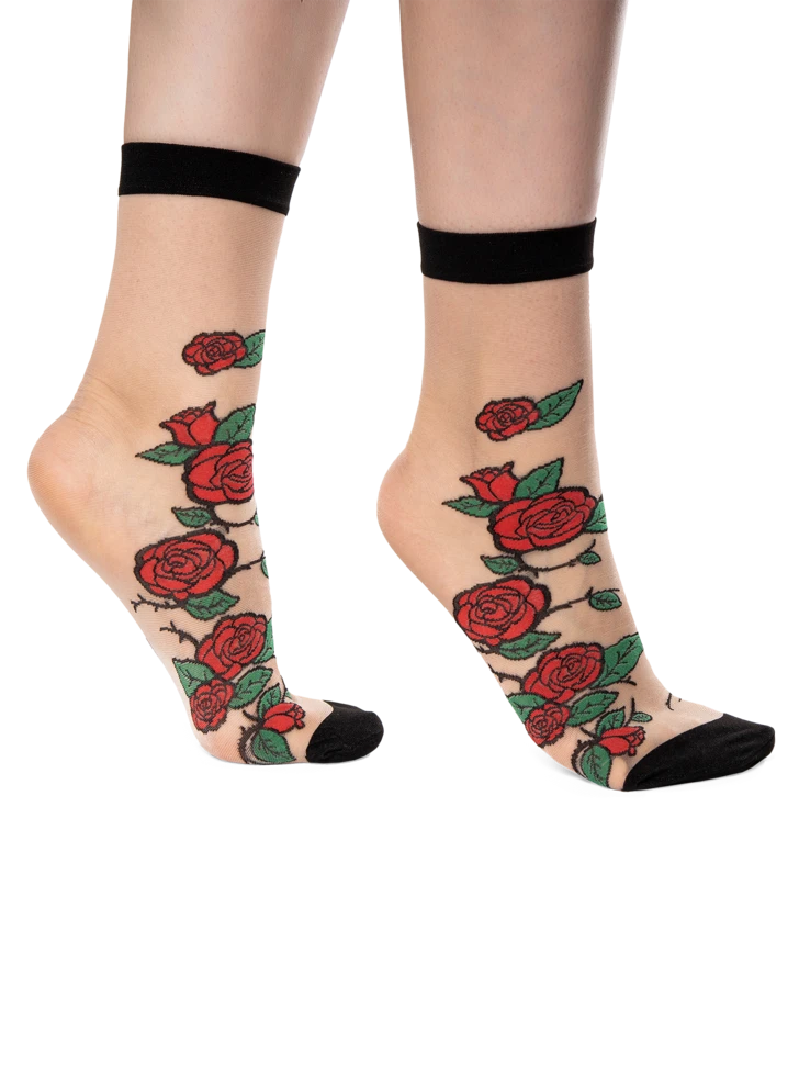 Lustige Nylonsocken Rote Rosen 4 Lustige Nylonsocken Rote Rosen – Bild 2
