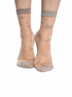 Lustige Nylonsocken Silbersterne