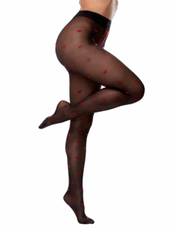 Lustige Nylonstrumpfhosen Rote Herzen