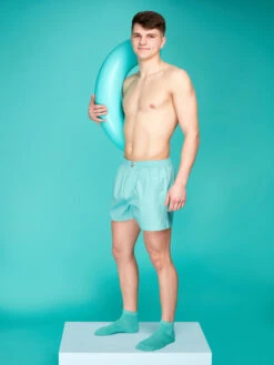 Blasstürkise Shorts Für Männer -Dedoles Dusty Turquoise Men s Boxer Shorts 1