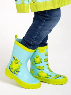 Lustige Regenstiefel Für Kinder Frosch Und Seerosen -Dedoles Frog Waterlilies
