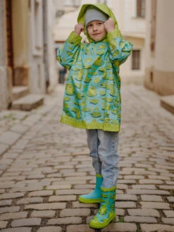 Lustiger Regenmantel Für Kinder Frosch Und Seerosen -Dedoles Frog Waterlilies 4
