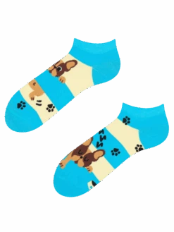 Lustige Knöchelsocken Hunde Und Streifen