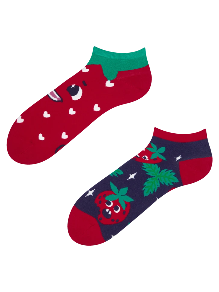 Lustige Knöchelsocken Glückliche Erdbeeren 3 Lustige Knöchelsocken Glückliche Erdbeeren
