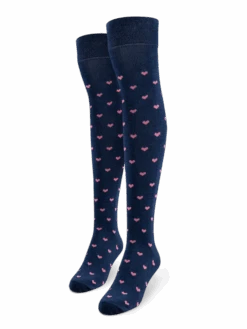 Lustige Überkniestrümpfe Rosa Herzen