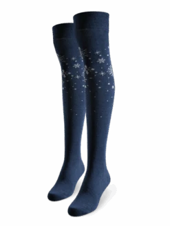 Lustige Überkniestrümpfe Schneeflocken