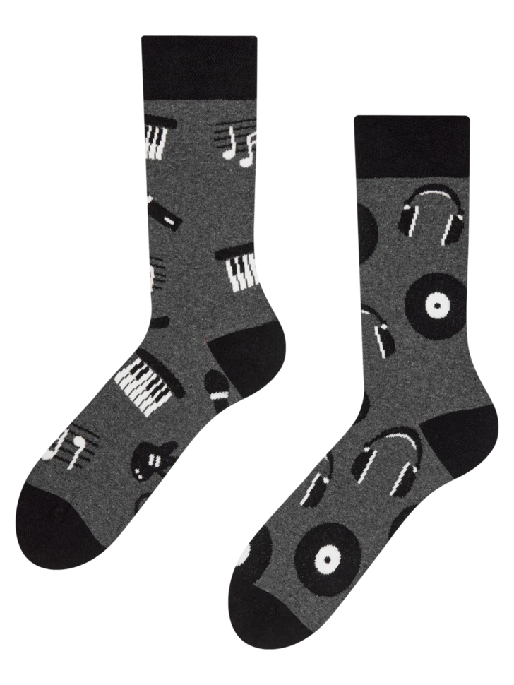 Lustige Socken Aus Recycelter Baumwolle Schwarz Und Weiß Musik 3 Lustige Socken Aus Recycelter Baumwolle Schwarz Und Weiß Musik