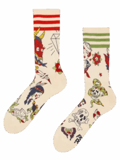 Lustige Sportsocken Old-School-Tattoo