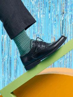 Pastellgrüne Jacquard-Socken 11 Pastellgrüne Jacquard-Socken -Dedoles Green and Colorful Splotches 1