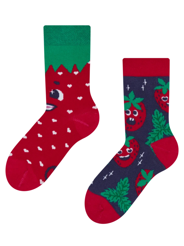 Lustige Kindersocken Glückliche Erdbeeren 3 Lustige Kindersocken Glückliche Erdbeeren