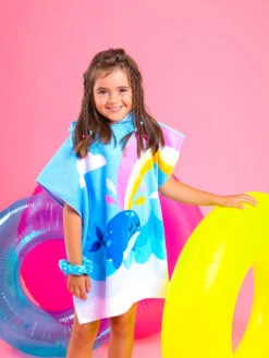 Lustiger Strandponcho Für Kinder Glücklicher Wal -Dedoles Happy Whale poncho