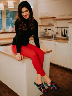 Lustige Hausschuhe Marienkäfer Und Mohnblumen -Dedoles Ladybugs Poppy Flowers 6 1