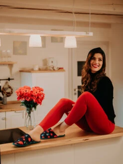 Lustige Hausschuhe Marienkäfer Und Mohnblumen -Dedoles Ladybugs Poppy Flowers 8