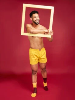 Senfgelbe Shorts Für Männer -Dedoles Mustard Yellow Men s Boxer Shorts 2