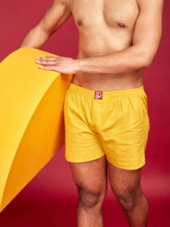 Senfgelbe Shorts Für Männer -Dedoles Mustard Yellow Men s Boxer Shorts 4