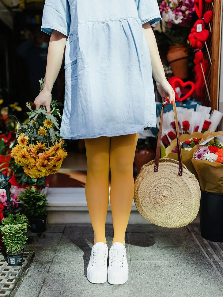 Nylonstrumpfhosen Senfgelb 6 Nylonstrumpfhosen Senfgelb – Bild 4