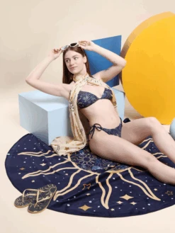 Lustiges Rundes Strandtuch Mystischer Himmel -Dedoles Noc 01 2