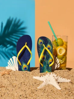 Lustige Flip-Flops Pfauenfedern -Dedoles Peacock Feathers 3