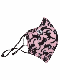 Lustige Antibakterielle Gesichtsmaske Rosa Katzen - Größe „Groß“